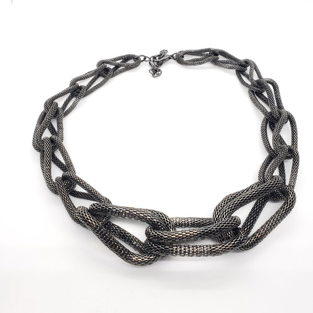 Necklace * Black Metallic Chunky Rope Choker